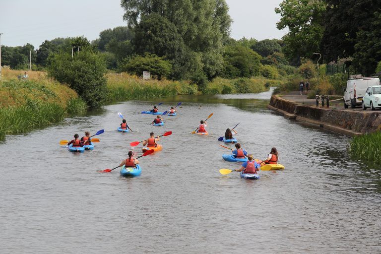 Many Kayakers on river Exe